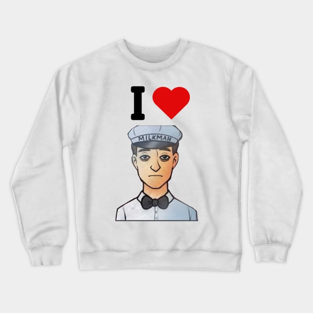 I heart milkman funny tiktok trend design sticker Crewneck Sweatshirt by artsuhana